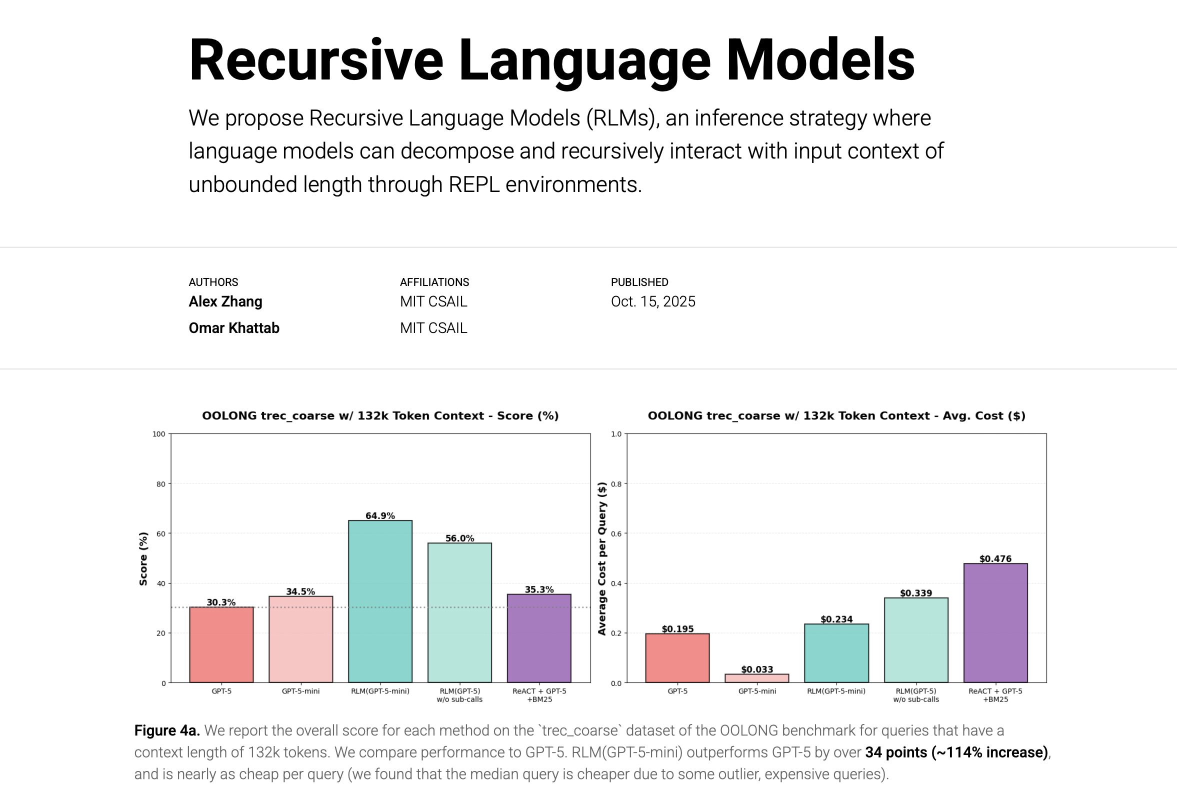 Recursive Language Models (RLMs)